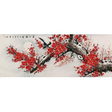 王颖国画花鸟喜上梅梢字画之家