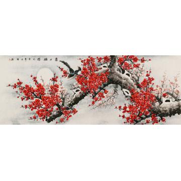 王颖国画花鸟喜上梅梢字画之家