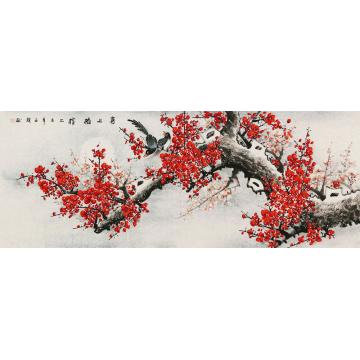 王颖国画花鸟喜上梅梢字画之家