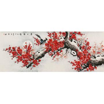 王颖国画花鸟喜上梅梢字画之家