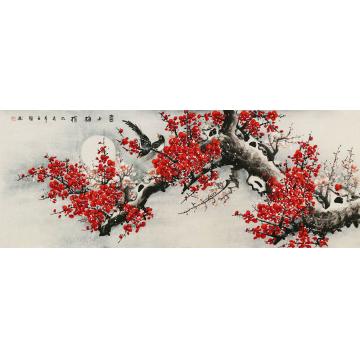 王颖国画花鸟喜上梅梢字画之家