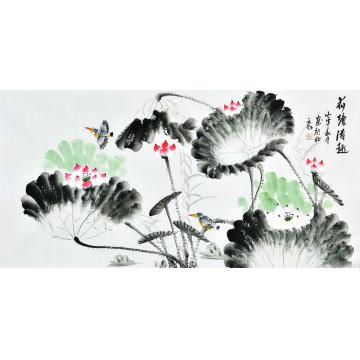 张明瑞国画花鸟荷塘清趣字画之家