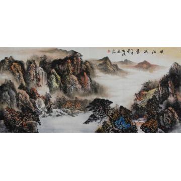 雷淇国画山水峡江秋色字画之家