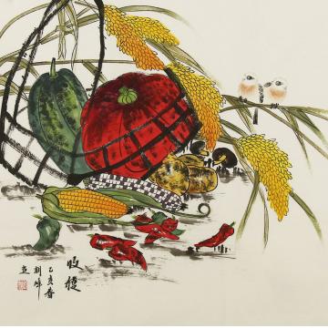 刘朝峰国画花鸟收获字画之家