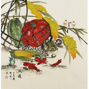 刘朝峰国画花鸟收获字画之家