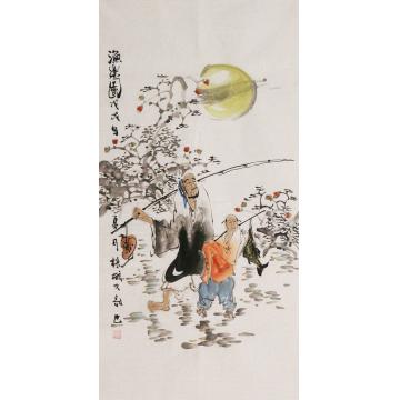 周佳惠国画人物渔乐图字画之家