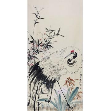 李辉国画花鸟瑞鹤呈祥字画之家
