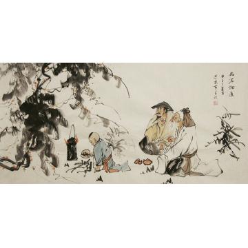 谭述乐国画人物品茗论道字画之家