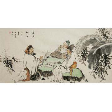 谭述乐国画人物乐在棋中字画之家