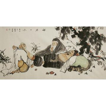 谭述乐国画人物禅茶一味字画之家