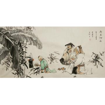 谭述乐国画人物品茗论道字画之家