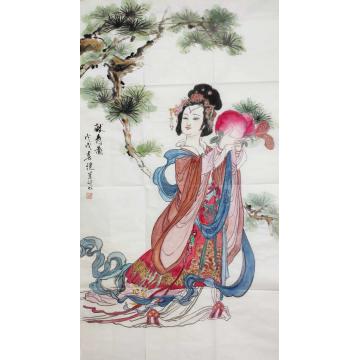 刘继兰国画人物献寿图字画之家