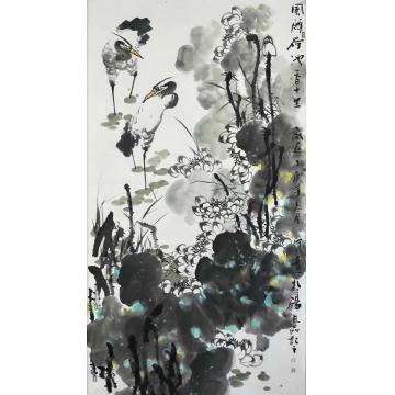 吴贞品国画花鸟风醉荷池香十里字画之家