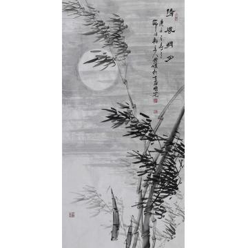 李鹏跃国画花鸟清风明月字画之家