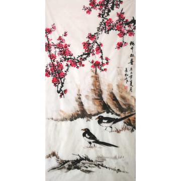 谢长虹国画花鸟梅开双喜字画之家