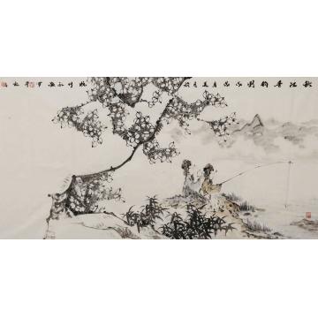 孙永猛国画人物秋江垂钓图字画之家