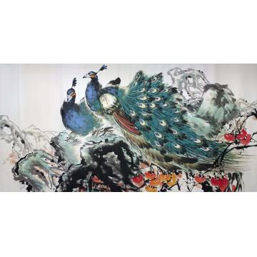 王孝华国画花鸟孔雀-四尺横定制字画之家