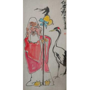 赵星州国画人物赠送：仁者寿字画之家