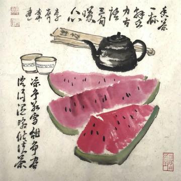 李伟国画花鸟满额赠送：香茶解乏字画之家