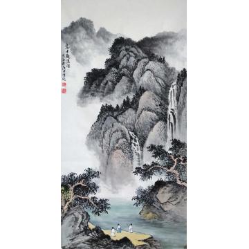 于恩沛国画山水高士观瀑图字画之家