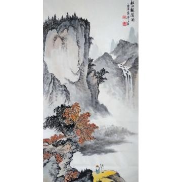 于恩沛国画山水秋山观瀑图字画之家