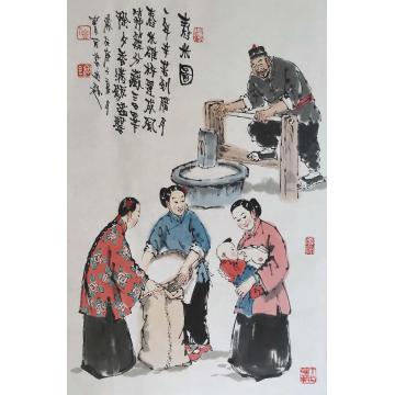 佟宝全国画人物舂米图字画之家