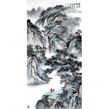 于恩沛国画山水松泉行舟图字画之家