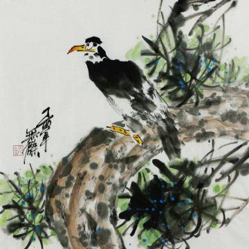 姜志勇国画花鸟远瞩字画之家