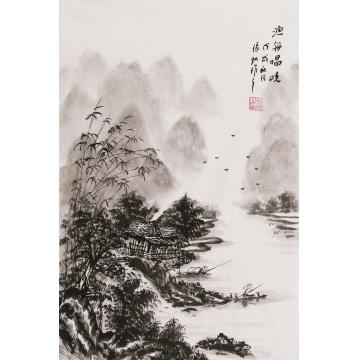 张凯国画山水渔舟唱晚字画之家