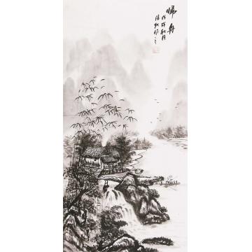 张凯国画山水归舟字画之家