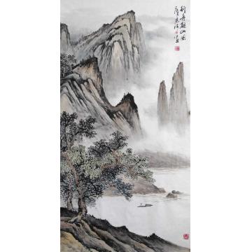 于恩沛国画山水行舟观山图字画之家