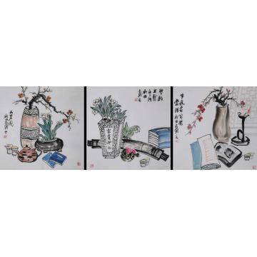 熊秋田国画花鸟清供图三幅字画之家