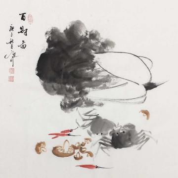 吴定川国画花鸟百财图字画之家