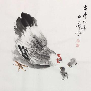 吴定川国画花鸟吉祥如意字画之家