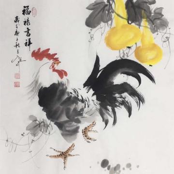 吴定川国画花鸟福禄吉祥字画之家
