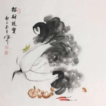 吴定川国画花鸟招财进宝字画之家