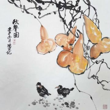 黄德俊国画花鸟赠送：秋声图字画之家