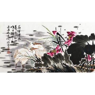 徐鸿海国画花鸟荷塘清幽字画之家