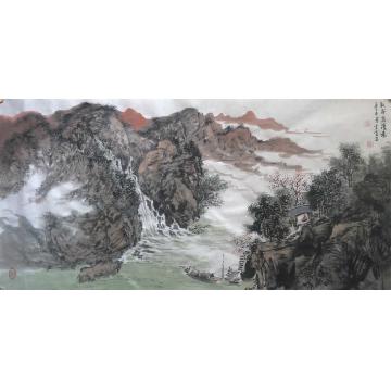 陆雪峰国画山水秋谷泉涌图字画之家