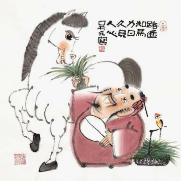 吴元国画人物路遥知马力字画之家
