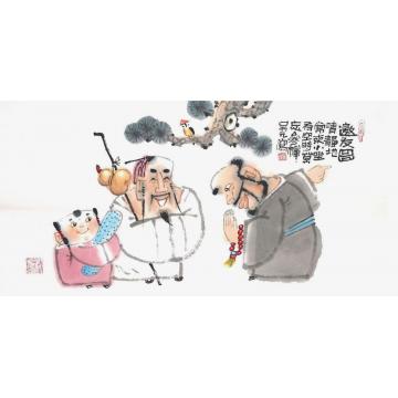 吴元国画人物邀友图字画之家