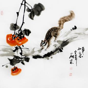 周小雨国画花鸟事事如意字画之家