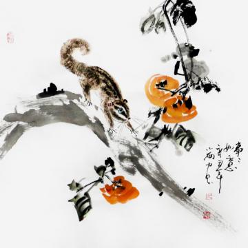 周小雨国画花鸟事事如意-退字画之家