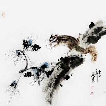周小雨国画花鸟松风雅趣字画之家