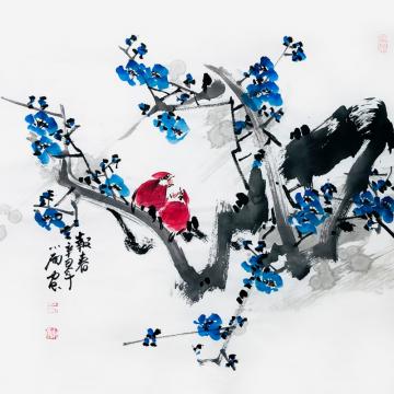 周小雨国画花鸟报春字画之家