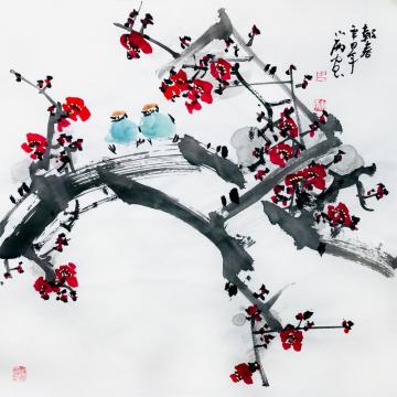 周小雨国画花鸟报春字画之家