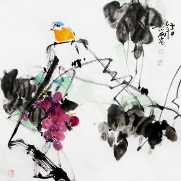 周小雨国画花鸟秋实高歌字画之家