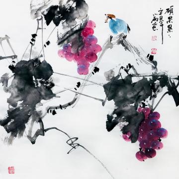 周小雨国画花鸟硕果累累字画之家