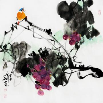 周小雨国画花鸟秋实字画之家