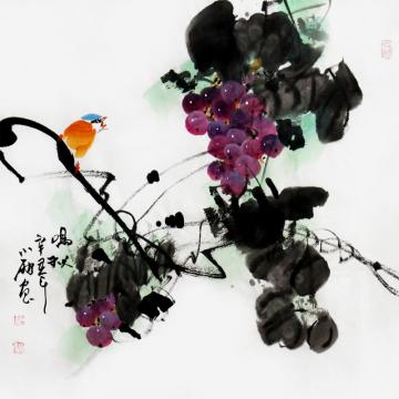 周小雨国画花鸟鸣秋字画之家